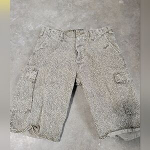 Stussy Authentic Outer Gear Size 30 elephant Print grey gray Cotton Cargo Shorts